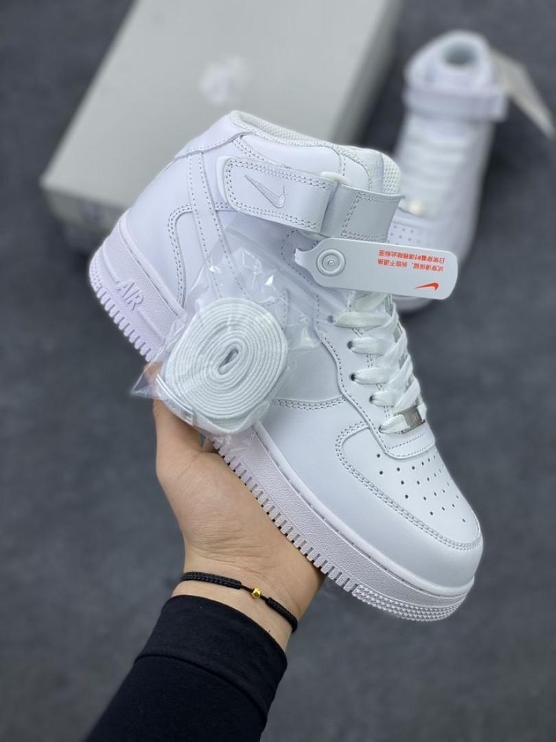 ORIGINAL LEATHER AIR FORCE 1 HI CUT - WHITE, COLOUR TRIPPLE WHITE ,HIGH QUALITY SNEAKERS. AIRFORCE 1 white JORDAN Best shop for Airforce, Air jordan, Airmax tn, Air force sneakers)