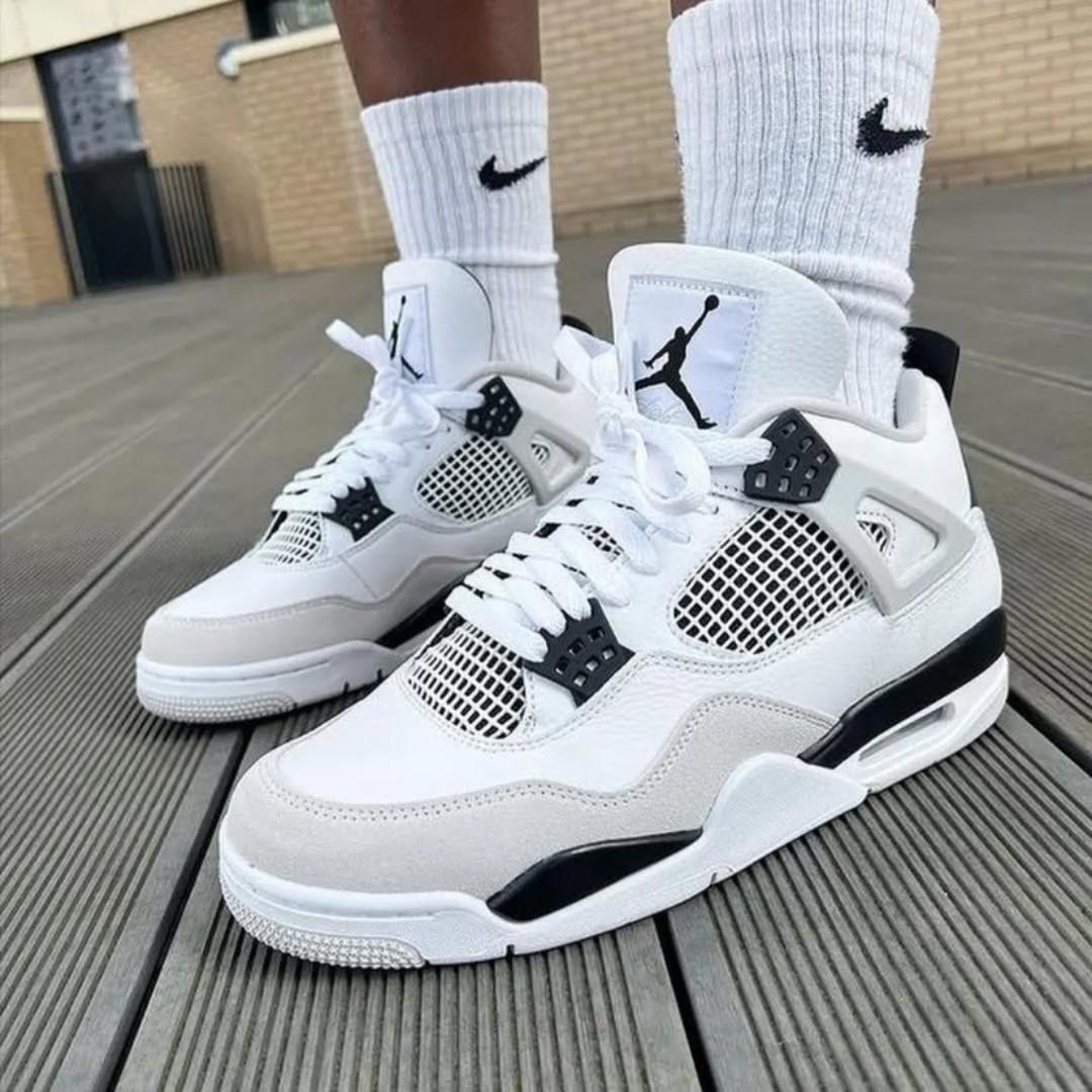 ORIGINAL AIR JORDAN 4 RETRO, "MILITARY BLACK". CUSTOMIZED JORDAN, COLOUR GREEN AND WHITE ,HIGH QUALITY SNEAKERS. JORDAN Best shop for Airforce, Air jordan, Airmax tn, Air force sneakers)