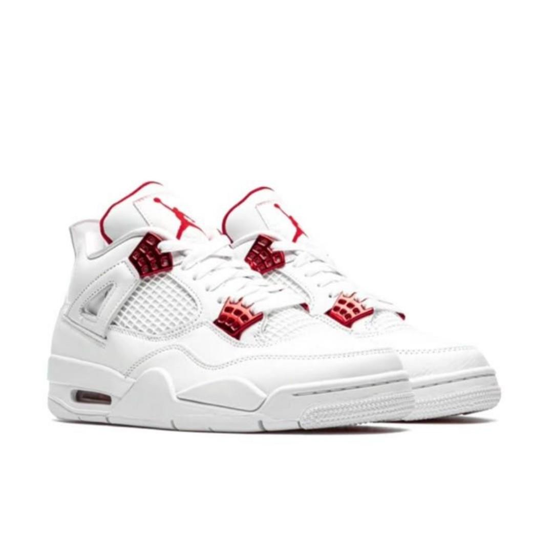 ORIGINAL AIR JORDAN 4 RETRO, "METALLIC RED". CUSTOMIZED JORDAN, COLOUR GREEN AND WHITE ,HIGH QUALITY SNEAKERS. JORDAN Best shop for Airforce, Air jordan, Airmax tn, Air force sneakers)