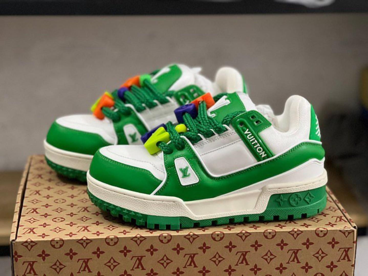 ORIGINAL LOUIS VUITTON SNEAKERS, LV SKATE , MULTI COLOUR WHITE AND GREEN TUNED AIR, HIGH QUALITY SNEAKERS. Best shop for Airforce, Air jordan, Airmax tn, Air force sneakers)