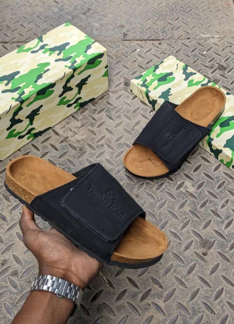 🔥( ON OFFER ) LEATHER TIMBERLAND MEN OPEN SLIDES VERY COMFORTABLE AND DURABLE. STYLISH OPEN SLIDES (BEST SHOP FOR SLIP ONS, SLIPERS, SLIDES & OPEN SHOES) GENERIC