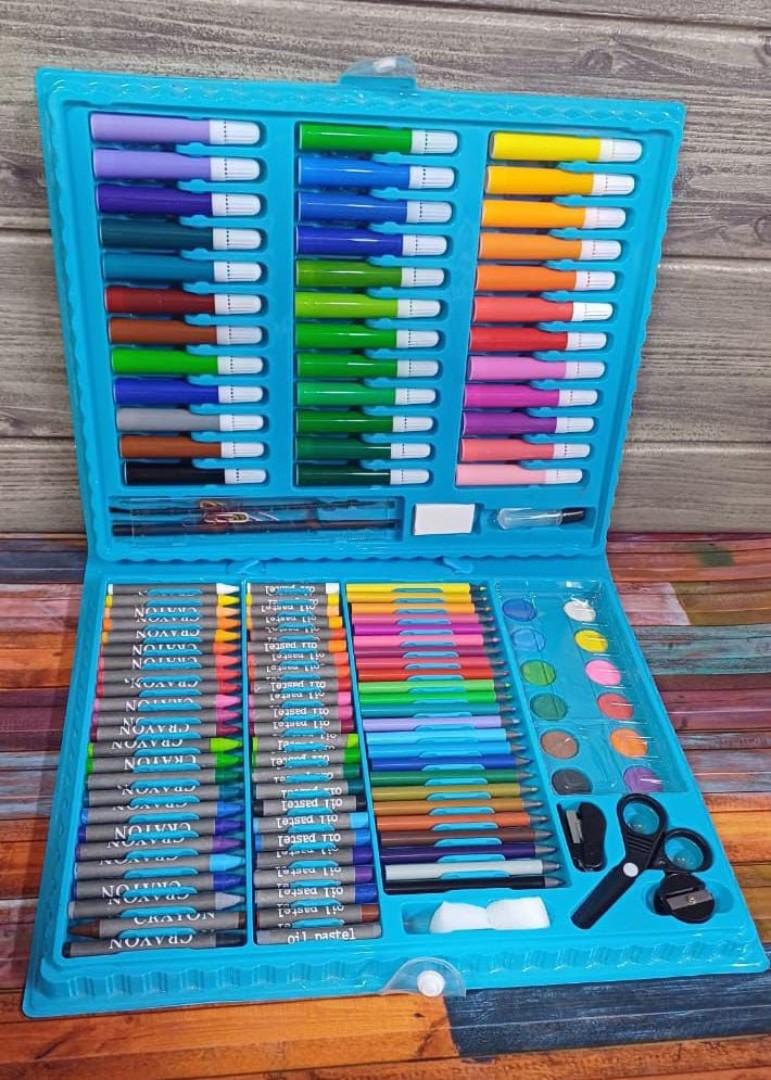 Coloring And Drawing Pencil Set For Kids Blue & Black - 150 Pieces, Supa Mega art supplies