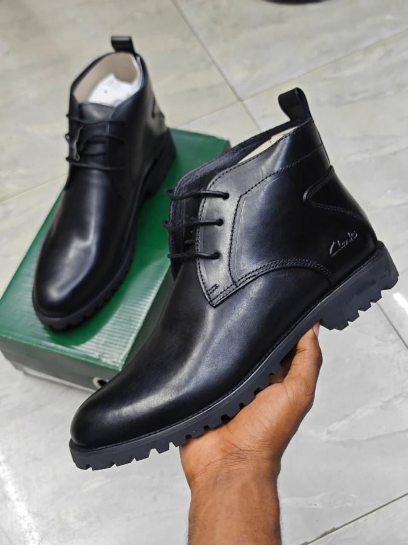 🔥 ORIGINAL CLARKS BLACK CLASSIC MENS BOOTS SHOES, GREY CASUAL AND OFFICIAL BOOTS SHOES,  LEATHER (BEST SHOP FOR LOAFERS, OFFICIALS, CASUALS, SNEAKERS)