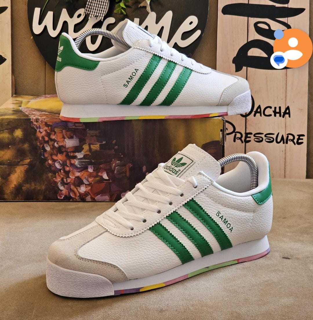 🔥 (on offer) Classy Adidas Samoa Green Stripped, Adidas Sneakers, Men Adidas Sneakers, Fashionable Samoa. (Generic)