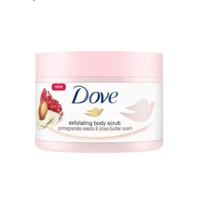 Dove pomegranate seeds and shea butter exfoliating body scrub + free exfoliating gloves