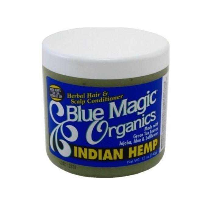 Blue magic organics indian hemp herbal hair oil and scalp conditioner made with green tea leaves, jojoba and aloe