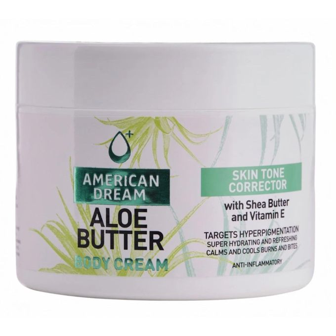 AMERICAN DREAM ALOE BUTTER BODY CREAM skin corrector with shea butter with vitamin E 500ML targets hyperpigmentation