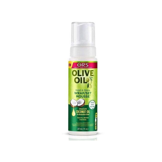 ORS olive oil hold and shine wrap/ set hair mousse enriched with coconut oil