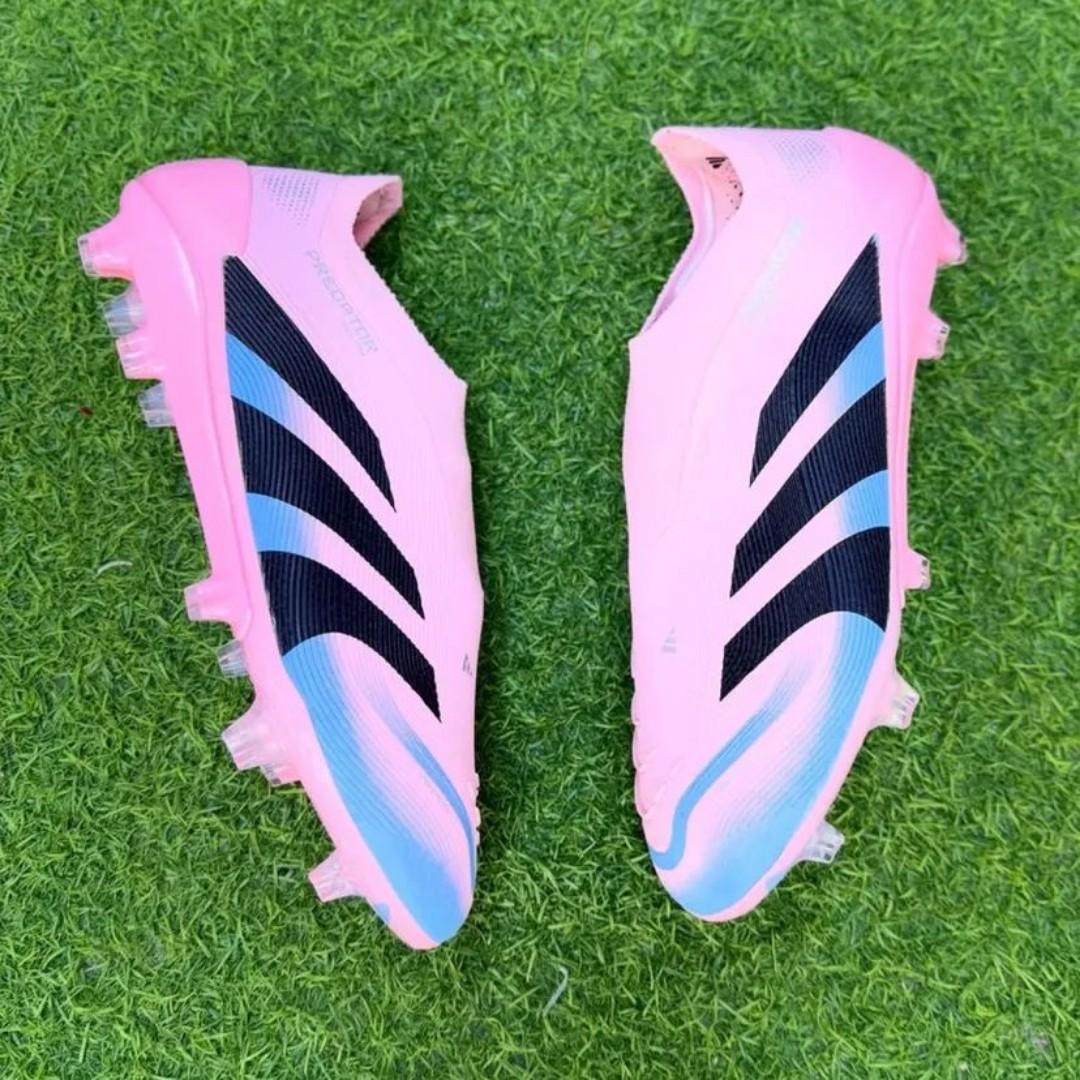 Original Adidas Predator Elite 25 Laceless FG Firm Ground Soccer Cleats - Pink/Black/Blue, soccer boots, football boots