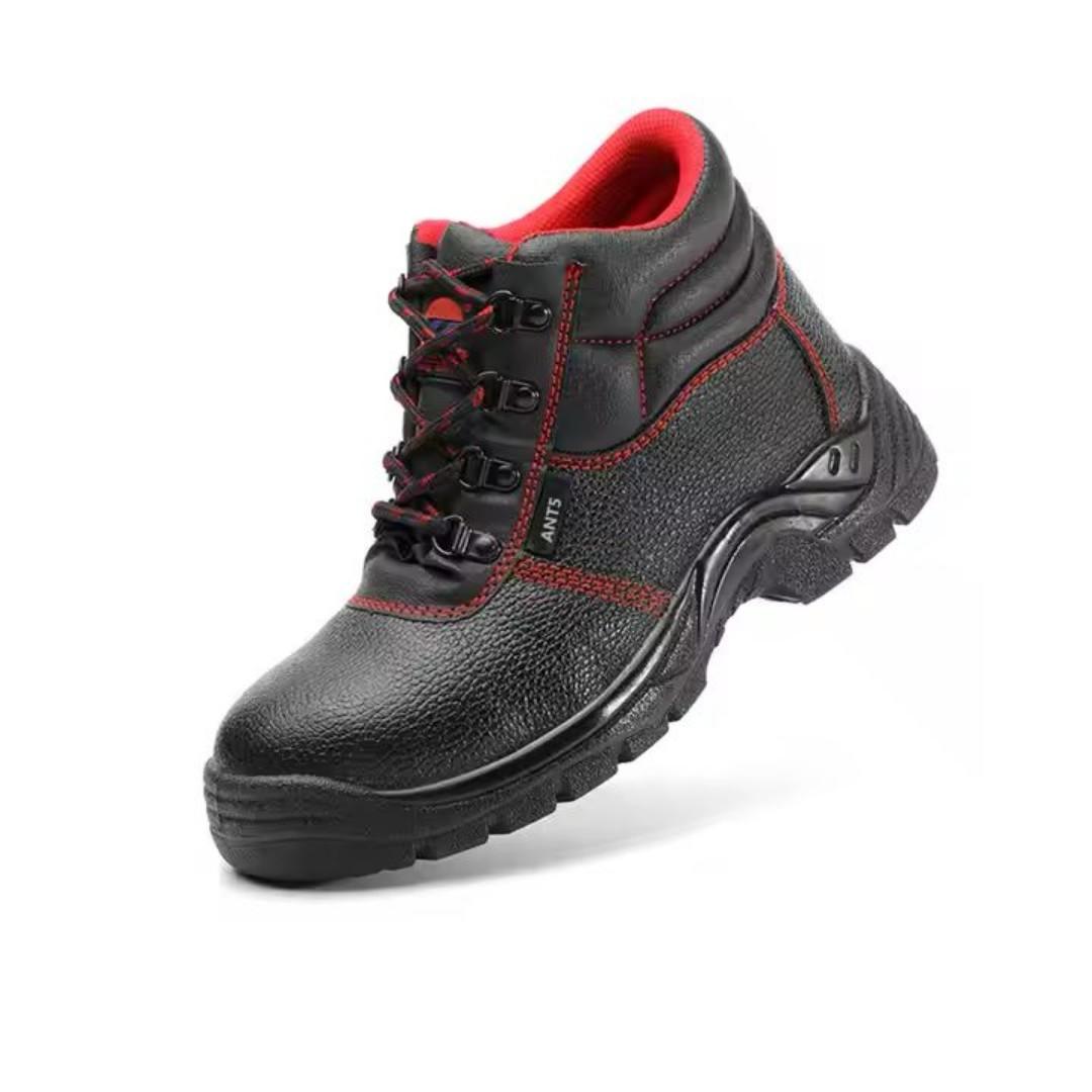 ORIGINAL BLACK LEATHER AND RUBBER SOLE SAFETY BOOTS, INDUSTRIAL BOOTS, SAFETY SHOES, COMPANY SHOES, SCHOOL SAFETY BOOT