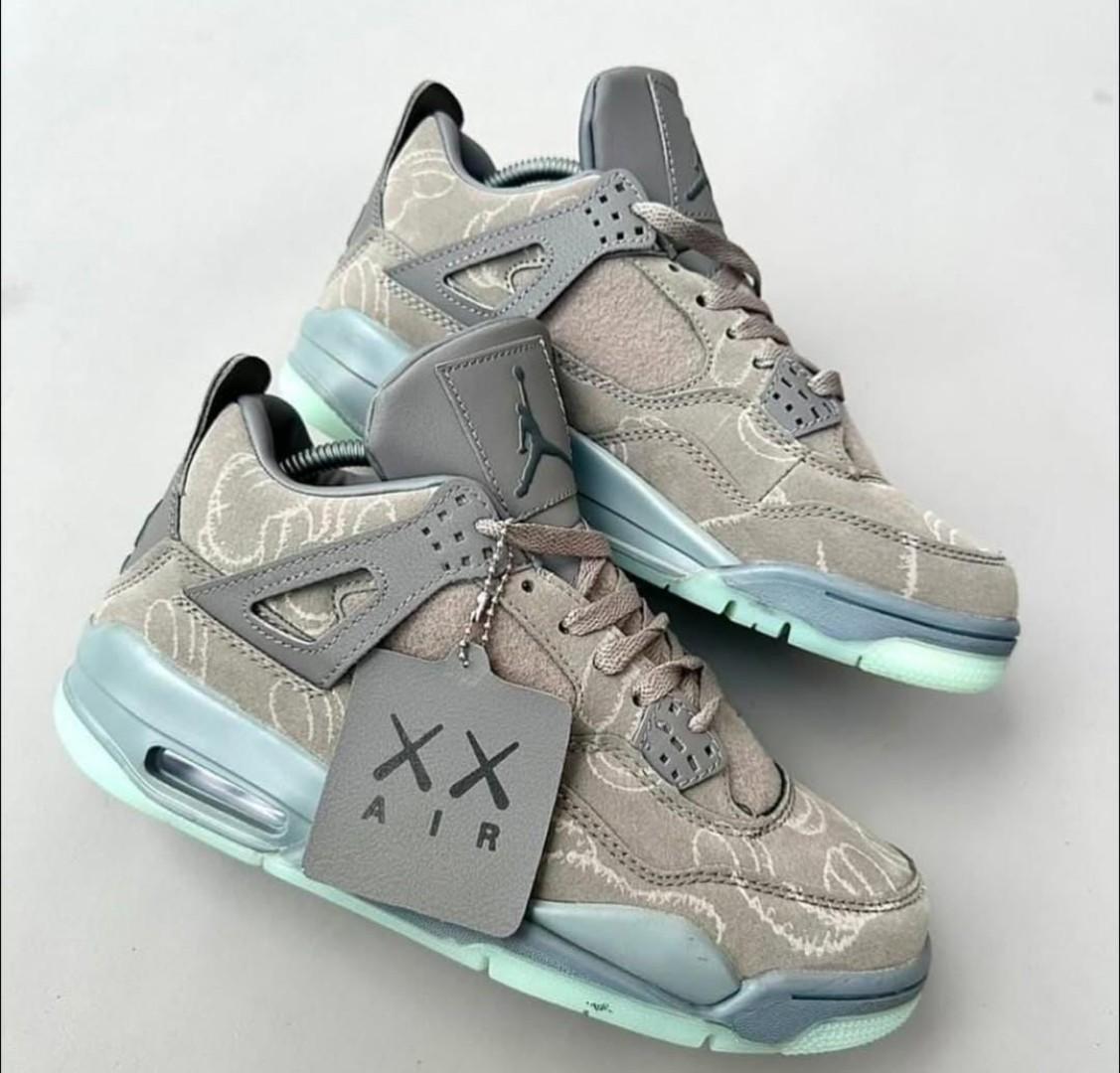 ORIGINAL AIR JORDAN 4 RETRO, "KAWS COOL GREY, laser". CUSTOMIZED JORDAN, COLOUR GREEN AND WHITE ,HIGH QUALITY SNEAKERS. JORDAN Best shop for Airforce, Air jordan, Airmax tn, Air force sneakers)
