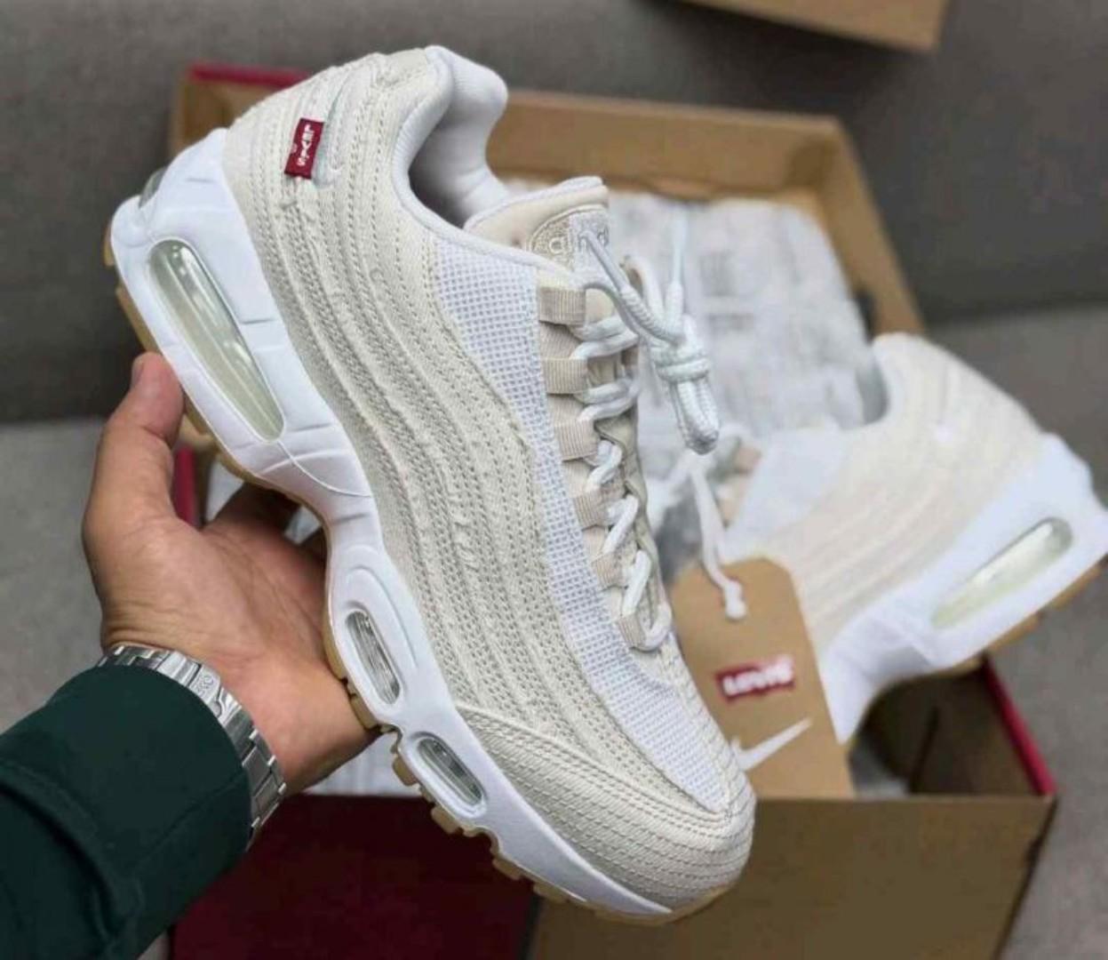 🔥 ORIGINAL AIR MAX 95 OG White and ECRU, CUSTOMIZED AIRMAX 95 LEVI'S, HIGH QUALITY SNEAKERS. Best shop for Airforce, Air jordan, Airmax tn, Air force sneakers)