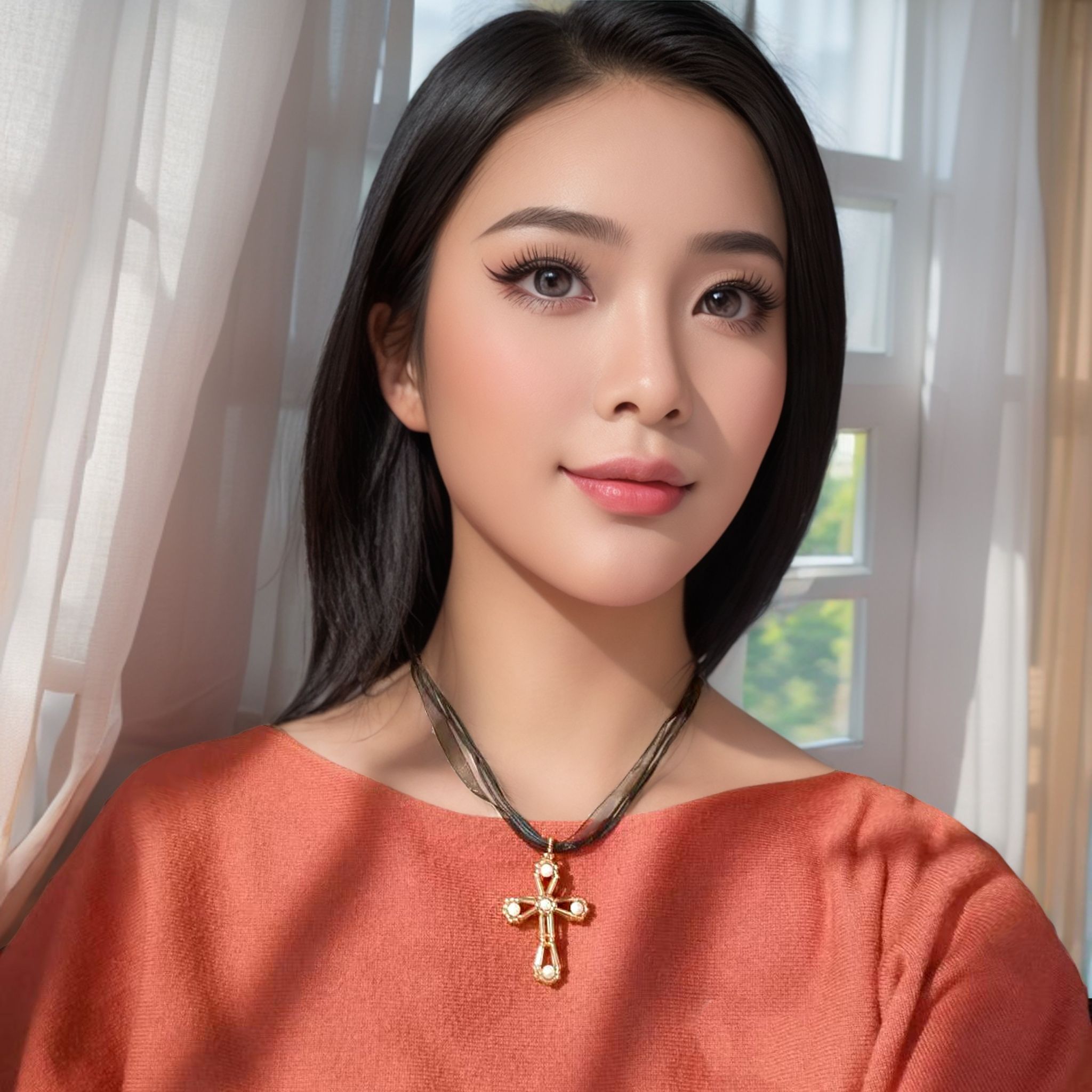 Black Necklace With Pendant Cross Charm Fashion Accessories Women or Men Daily Decoration Handmade Jewelry