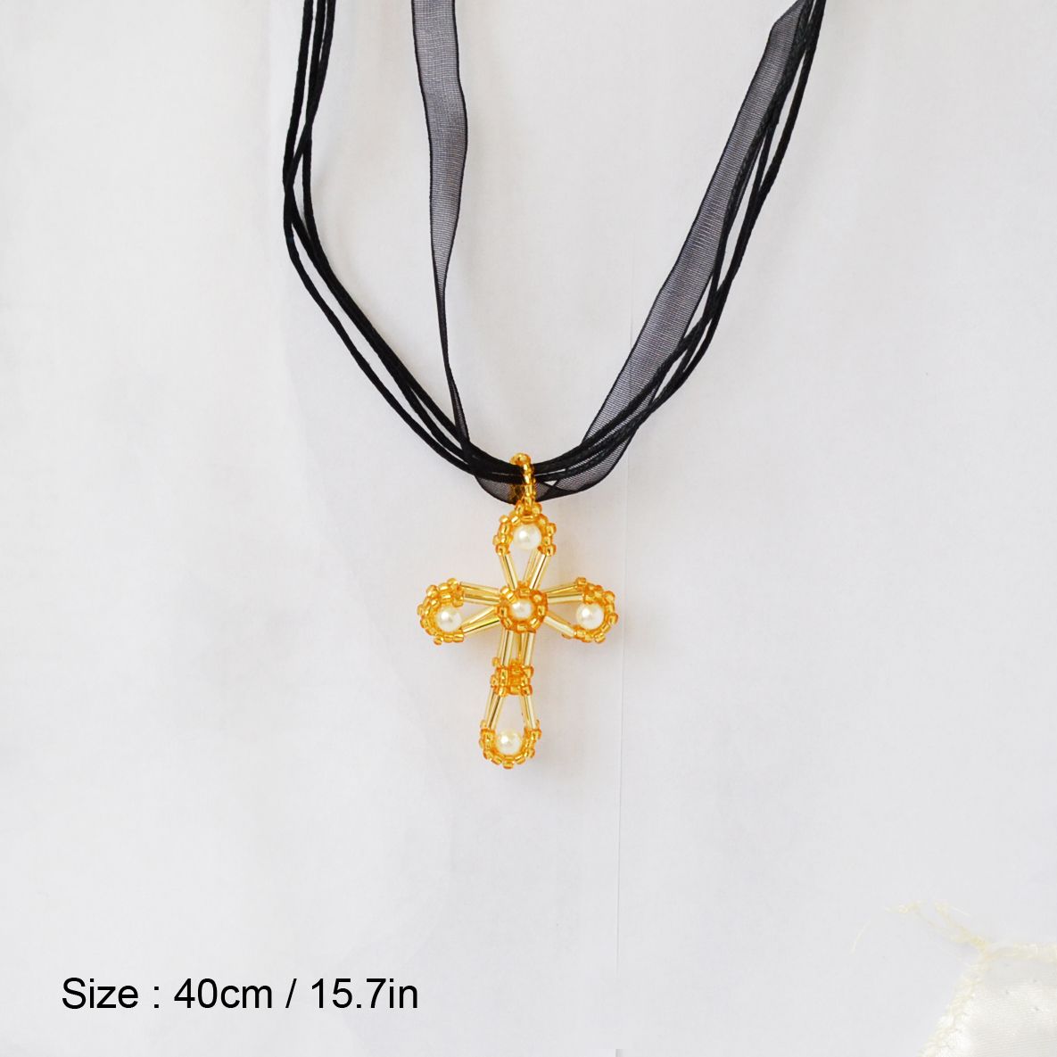 Black Necklace With Pendant Cross Charm Fashion Accessories Women or Men Daily Decoration Handmade Jewelry