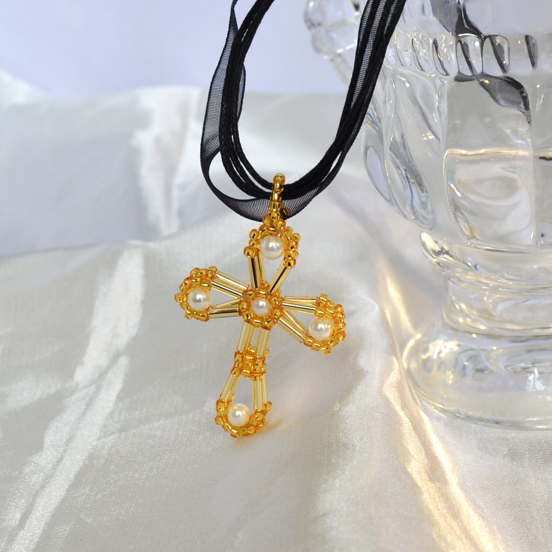 Black Necklace With Pendant Cross Charm Fashion Accessories Women or Men Daily Decoration Handmade Jewelry