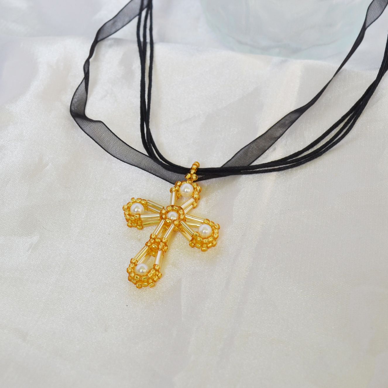 Black Necklace With Pendant Cross Charm Fashion Accessories Women or Men Daily Decoration Handmade Jewelry