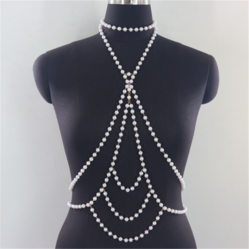 Pearl Necklace With Waist Chain Sexy Tassel Body Jewelry Bohemia Bead Bikini Beach Belly Chain For Women Girls Accessories