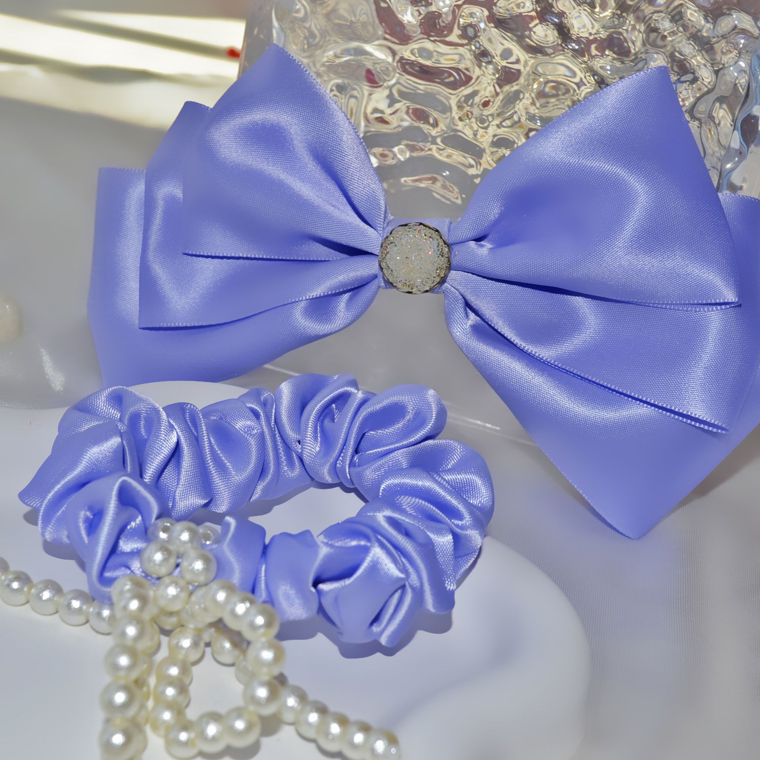 2pcs/Set Bow Tie Hair Clip And Pearls Hair Loop Fashion Girls Hair Accessories Elegant Bow Hairpin Large Ribbon Hair Clip