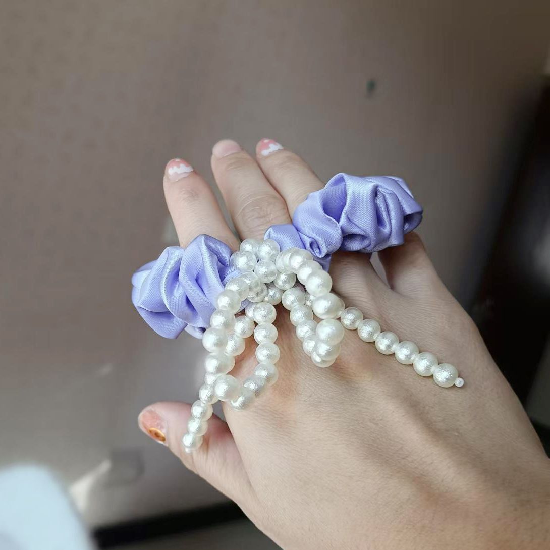 2pcs/Set Bow Tie Hair Clip And Pearls Hair Loop Fashion Girls Hair Accessories Elegant Bow Hairpin Large Ribbon Hair Clip