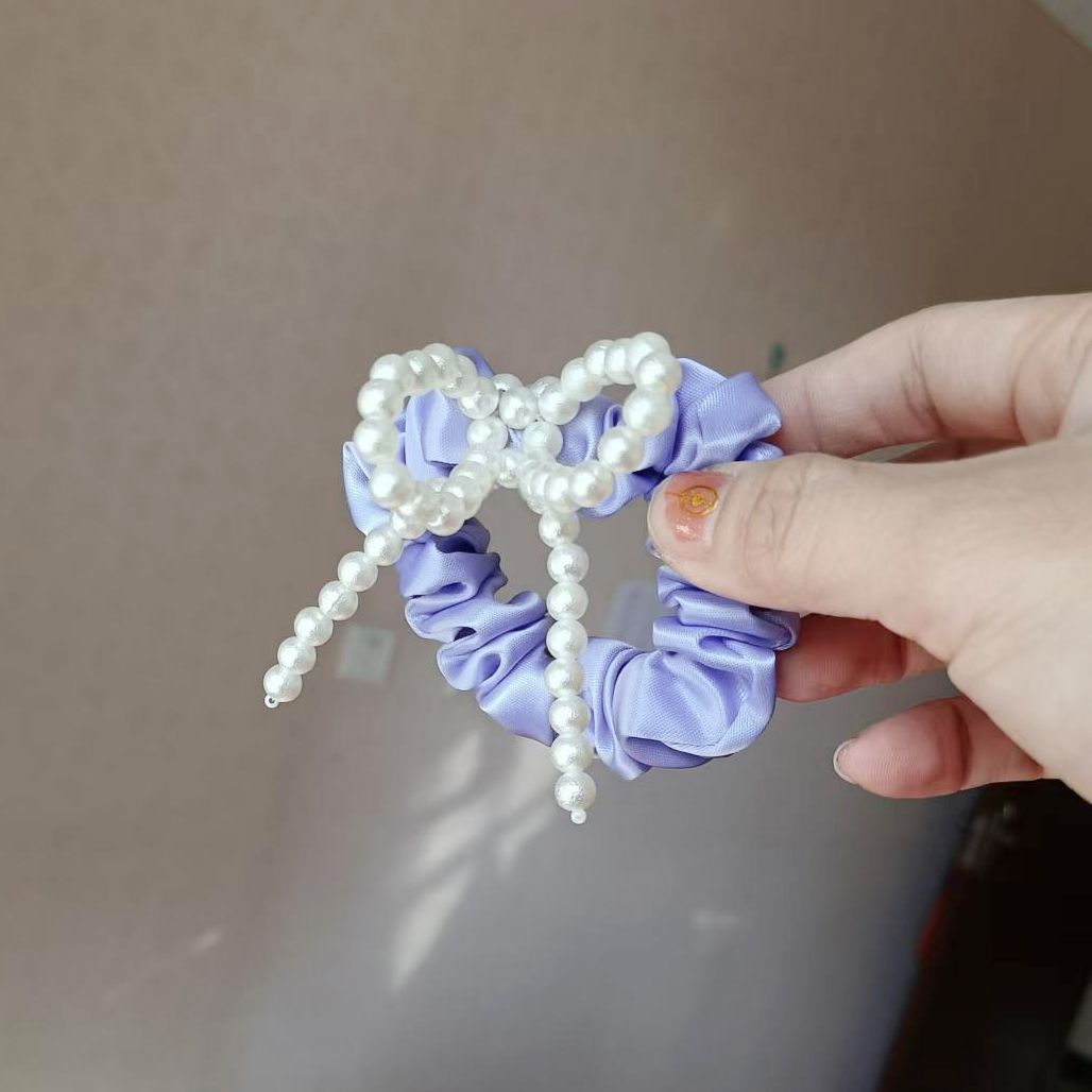 2pcs/Set Bow Tie Hair Clip And Pearls Hair Loop Fashion Girls Hair Accessories Elegant Bow Hairpin Large Ribbon Hair Clip