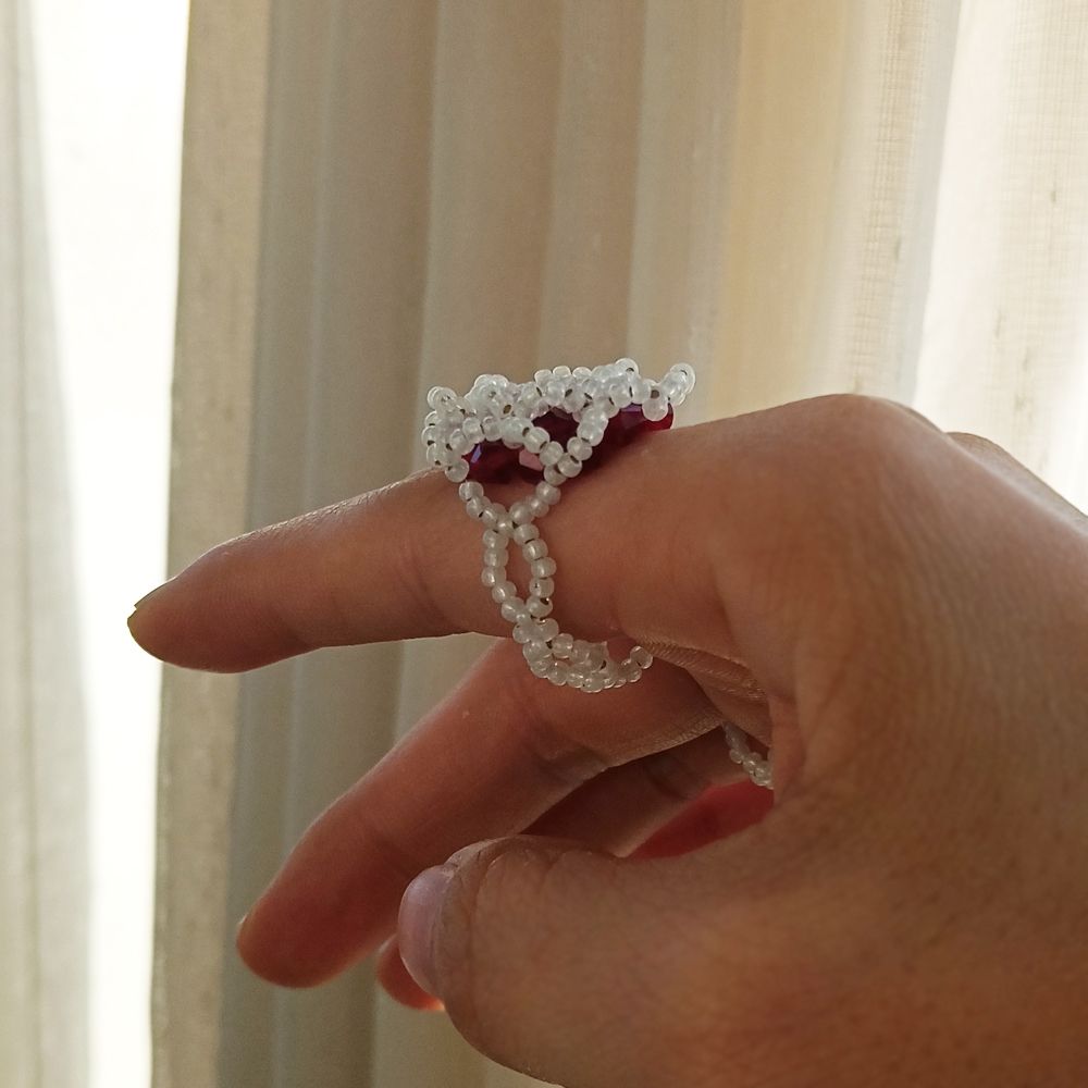 Crystal Rose Ring for Women Handmade Bead Ring Adjustable elasticity Fashion Accessories Jewelry