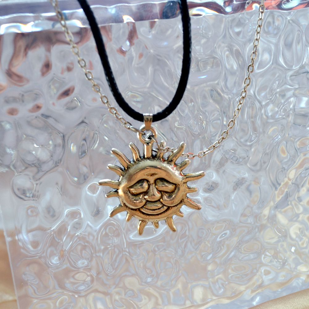 Multi Layer Necklaces Pendants Women&Men Black Necklace Sun Charm Bar Statement Necklace Valentines Gift