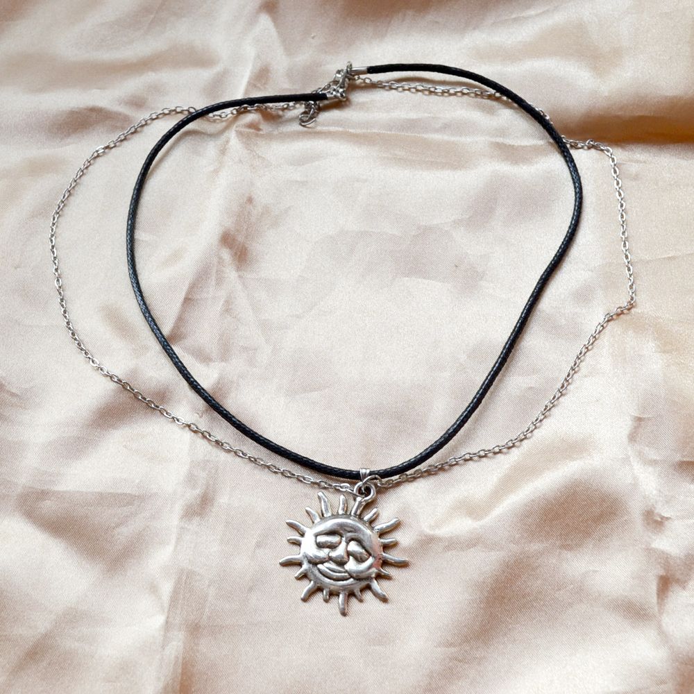 Multi Layer Necklaces Pendants Women&Men Black Necklace Sun Charm Bar Statement Necklace Valentines Gift