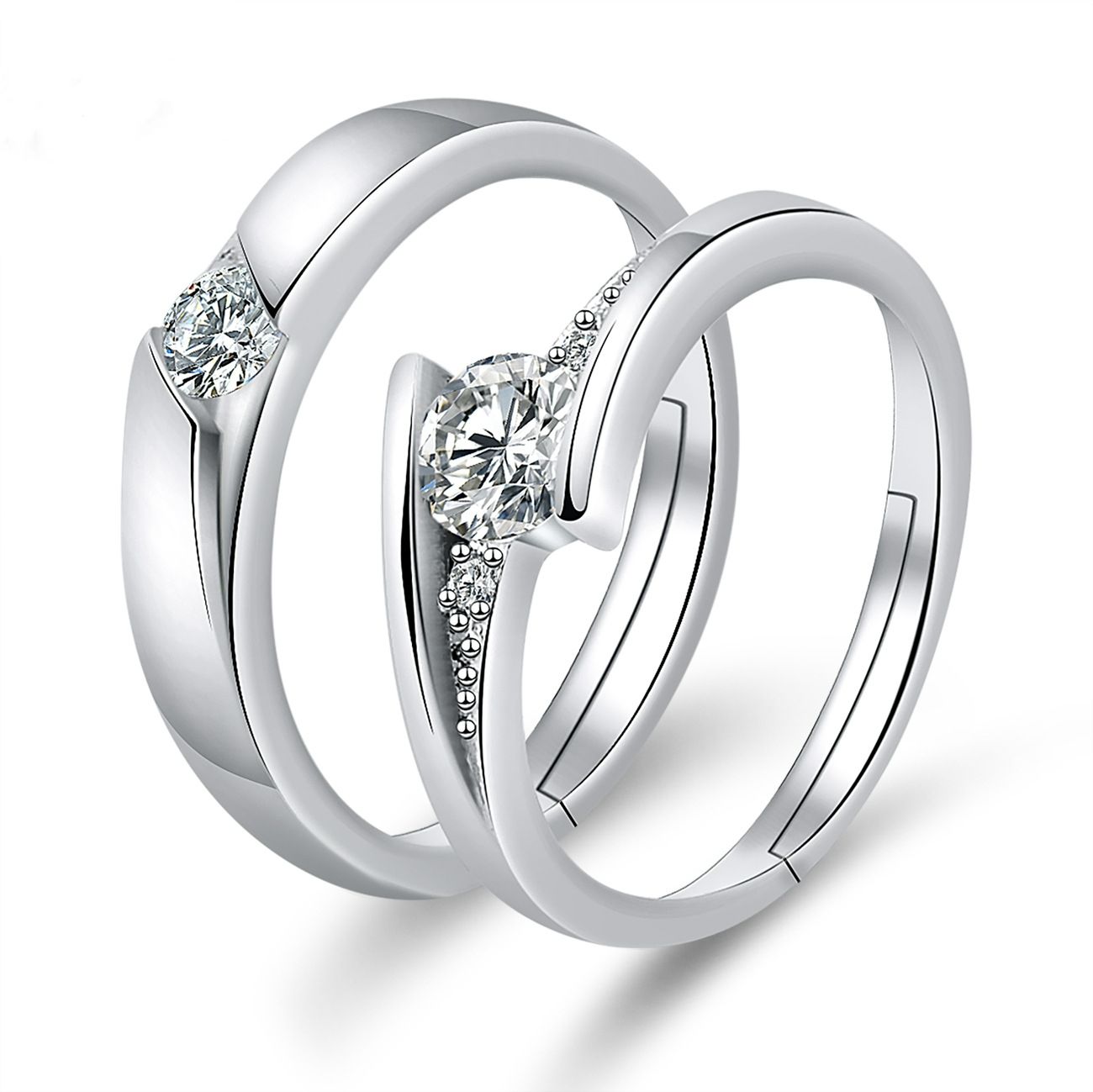 Engagement Rings Couple Pair Rings European and American Crown Open Couple Ring