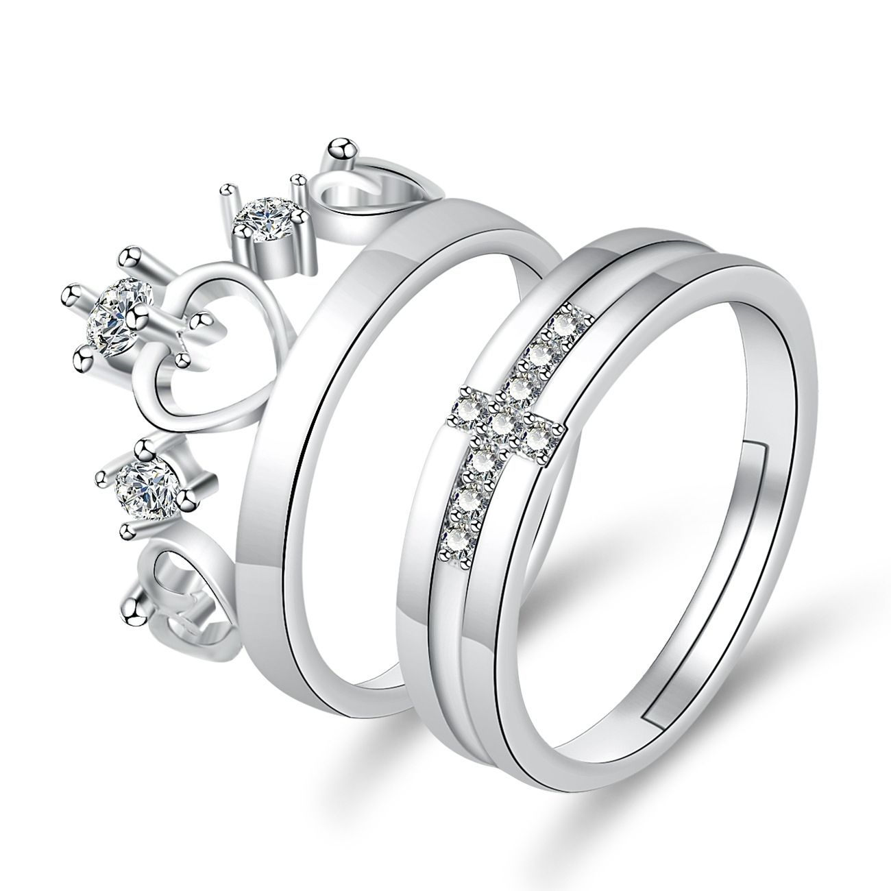 Engagement Rings Couple Pair Rings European and American Crown Open Couple Ring
