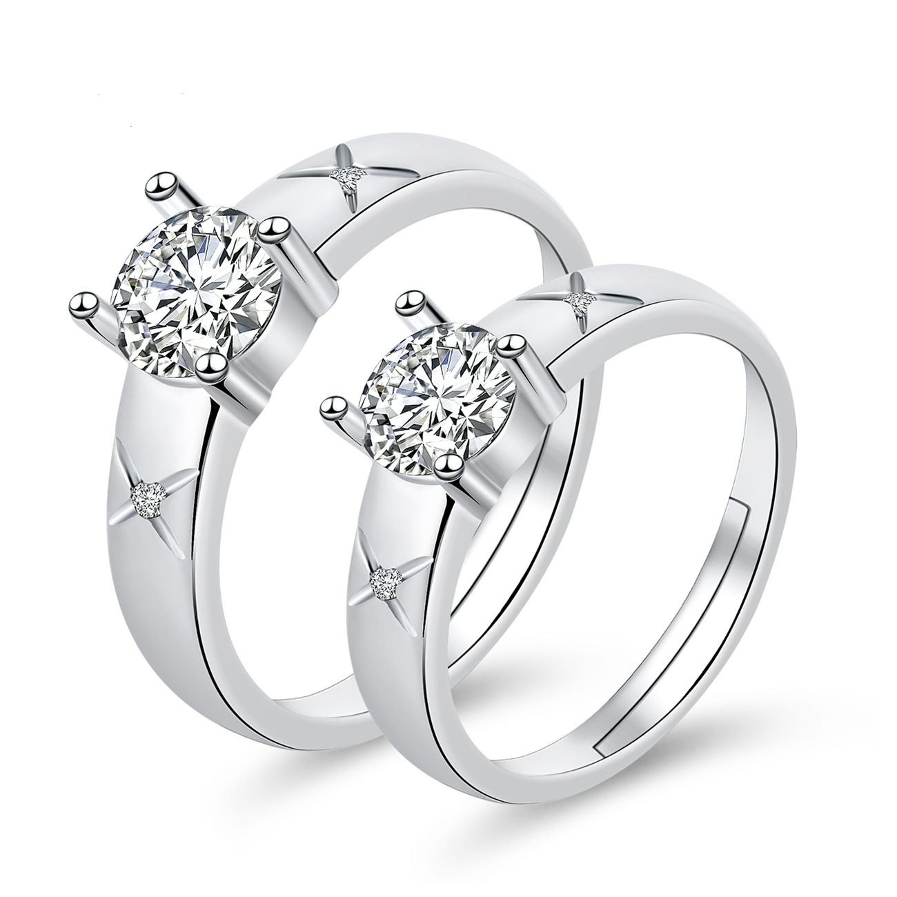 Engagement Rings Couple Pair Rings European and American Crown Open Couple Ring