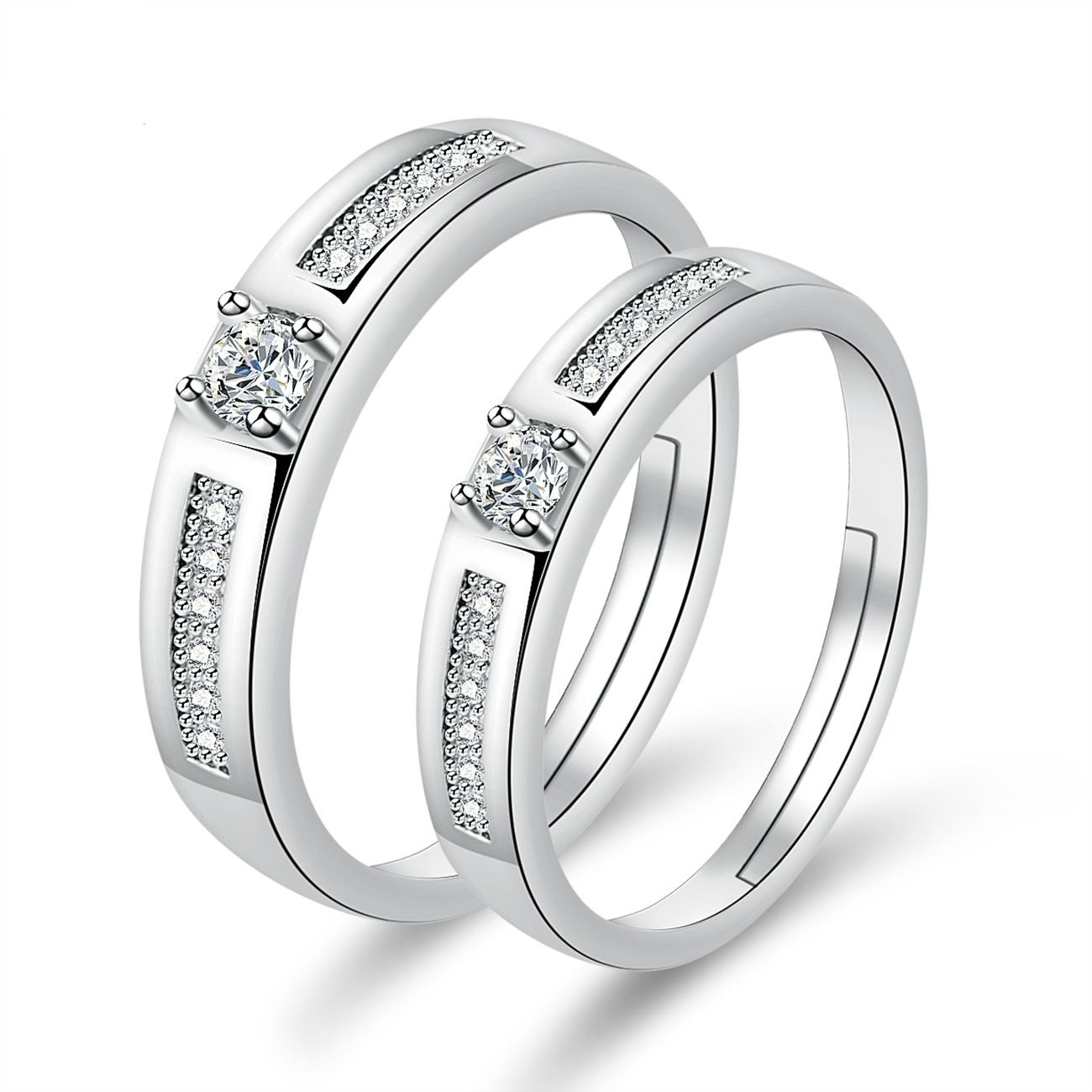Engagement Rings Couple Pair Rings European and American Crown Open Couple Ring