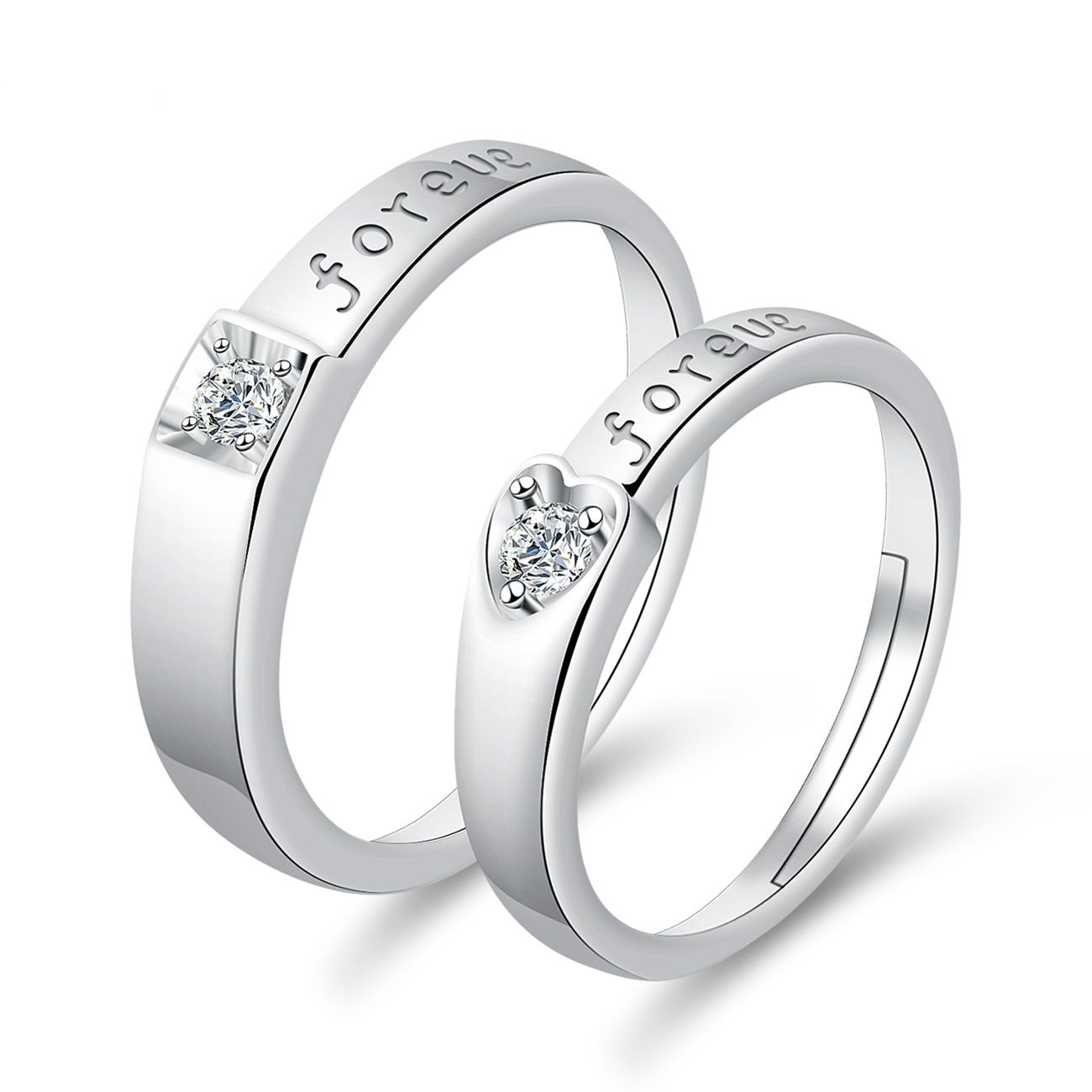 Engagement Rings Couple Pair Rings European and American Crown Open Couple Ring
