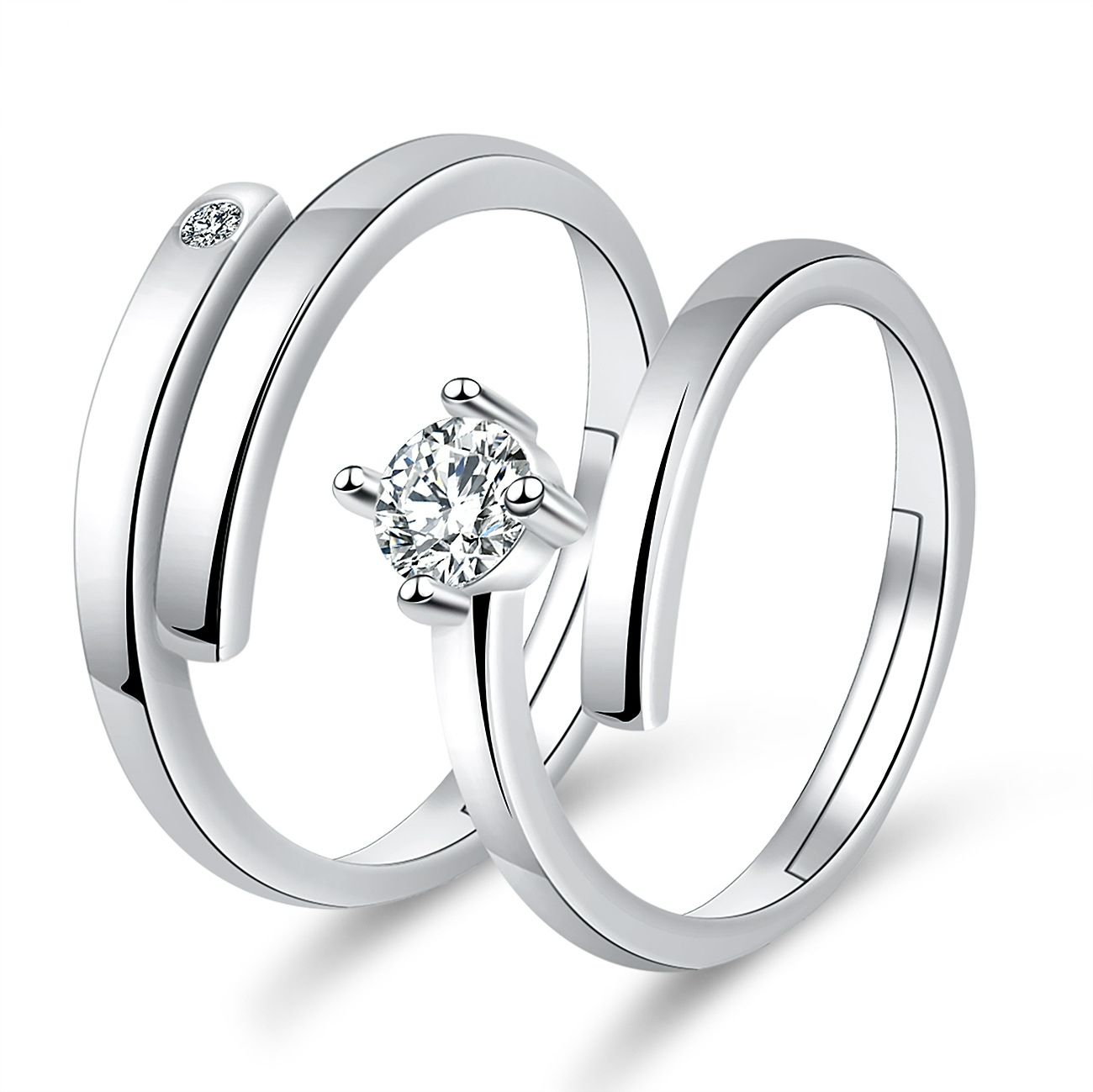 Engagement Rings Couple Pair Rings European and American Crown Open Couple Ring