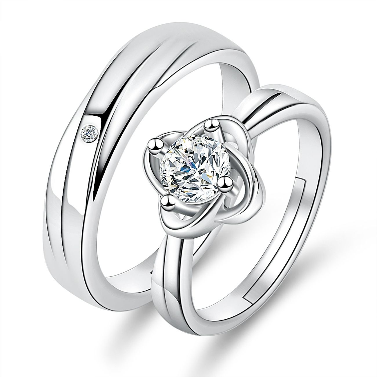 Engagement Rings Couple Pair Rings European and American Crown Open Couple Ring