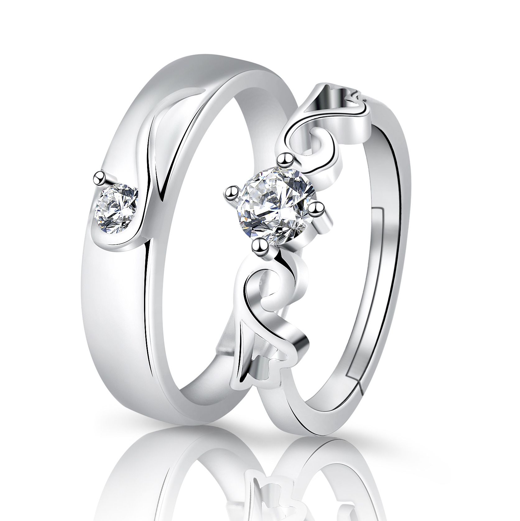 Engagement Rings Couple Pair Rings European and American Crown Open Couple Ring