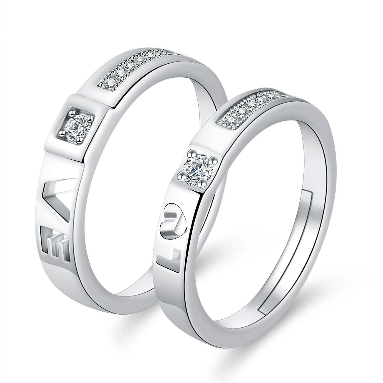 Engagement Rings Couple Pair Rings European and American Crown Open Couple Ring