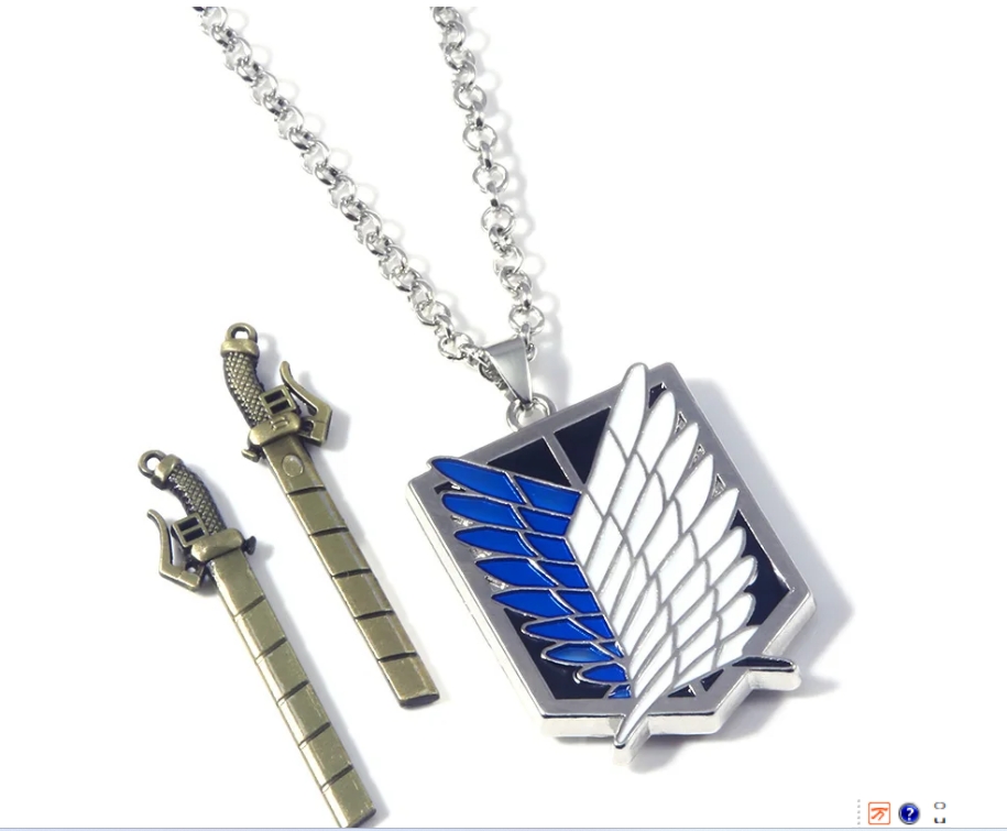 Anime Attack on Titan Necklace Shingeki No Kyojin Wings of Freedom Survey Sword Punk Necklace Pendant for Women Men Jewelry