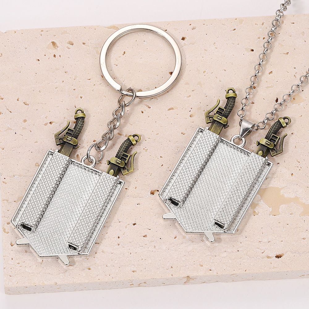 Anime Attack on Titan Necklace Shingeki No Kyojin Wings of Freedom Survey Sword Punk Necklace Pendant for Women Men Jewelry