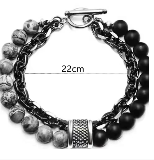 HNSP Rosary Beads Tiger Eye Stone Stainless Steel Hand Chain Splicing Bracelet For Men Protect Jewelry Accessories Male