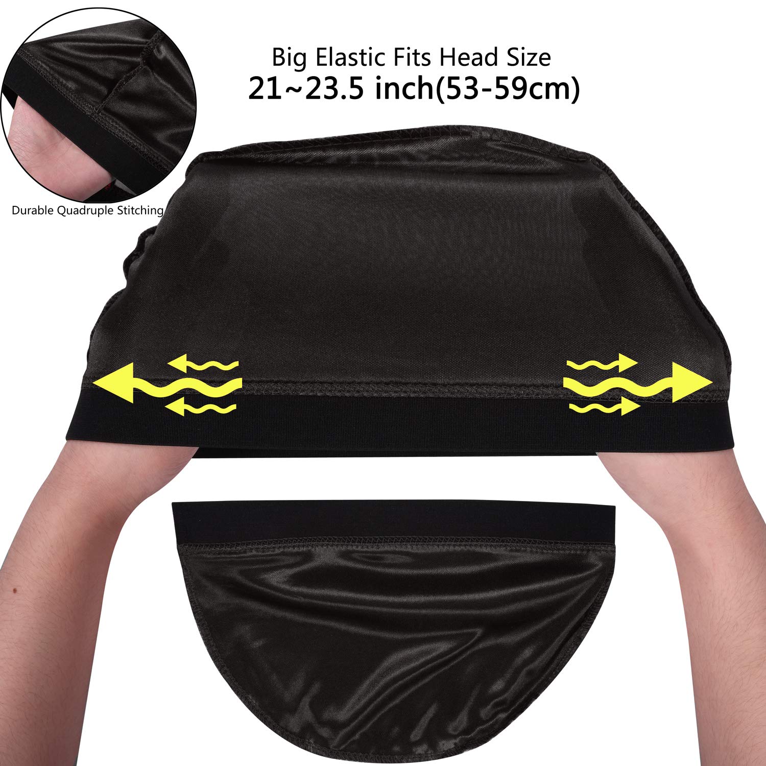 2 Pcs Wave Cap, Silk Stocking Wave Caps for 360 Waves, Silky Durag for Men, Stain Caps