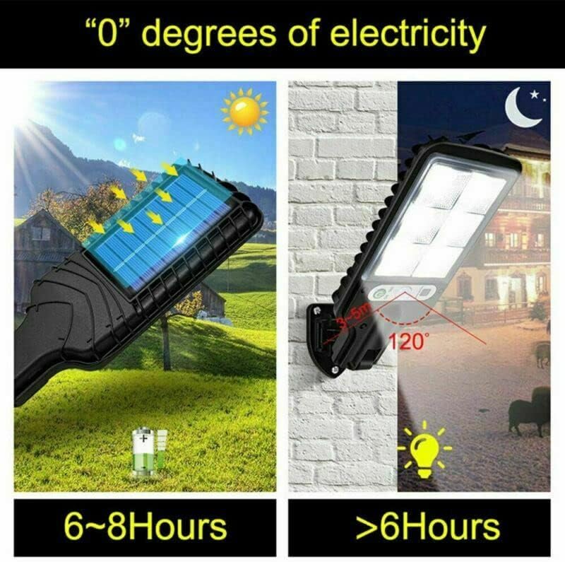 Solar Street Lights Motion Sensor Security Solar Flood Lights Outdoor Road Wall Lamp with 3 Lighting Modes for Front Door, Garden, Yard, Garage, Path
