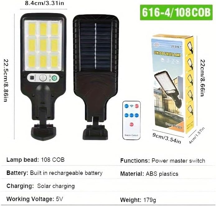 6 Packs 108cob Outdoor Solar lamp Motion Detector Garden Light Solar Powered LED Outdoor Lighting Solar Street Light Motion Sensor Light