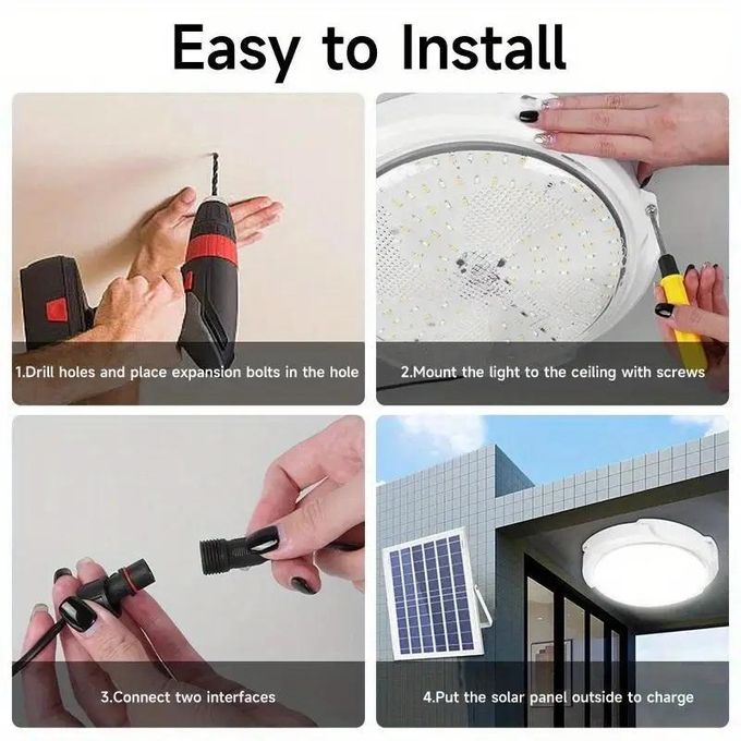 Solar Light High-Power Chandelier Solar LED Ceiling Light - Indoor/Outdoor, Remote Control, Dimmable