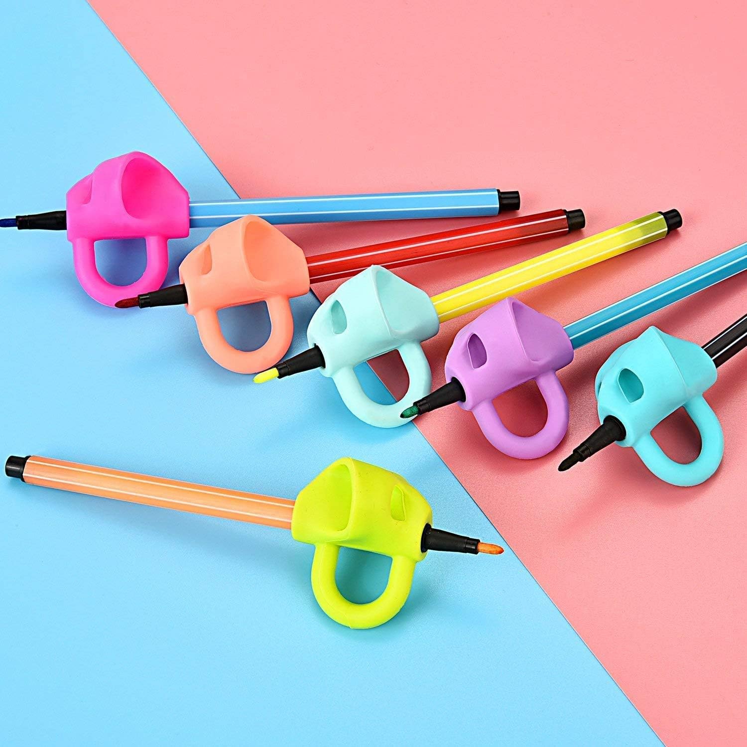 Pencil grip 5 units silicone multicolor