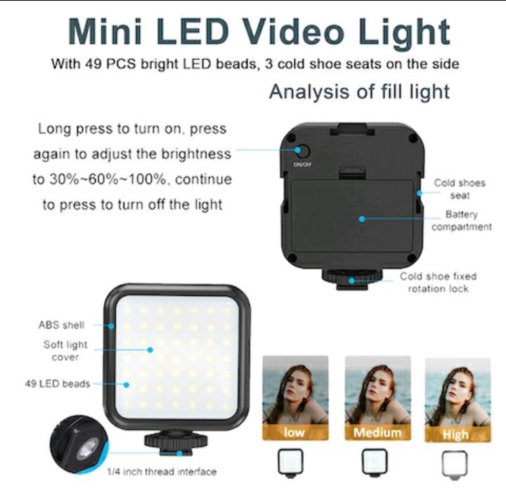 Camera Video Recording Vlogging Kit for Video Making, Mic, Mini Tripod Stand, LED Light & Phone Holder Clip for Making Videos Podcasting Black