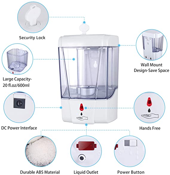 High Capacity 700ml Automatic Hand Sanitizer/ Soap Dispenser
