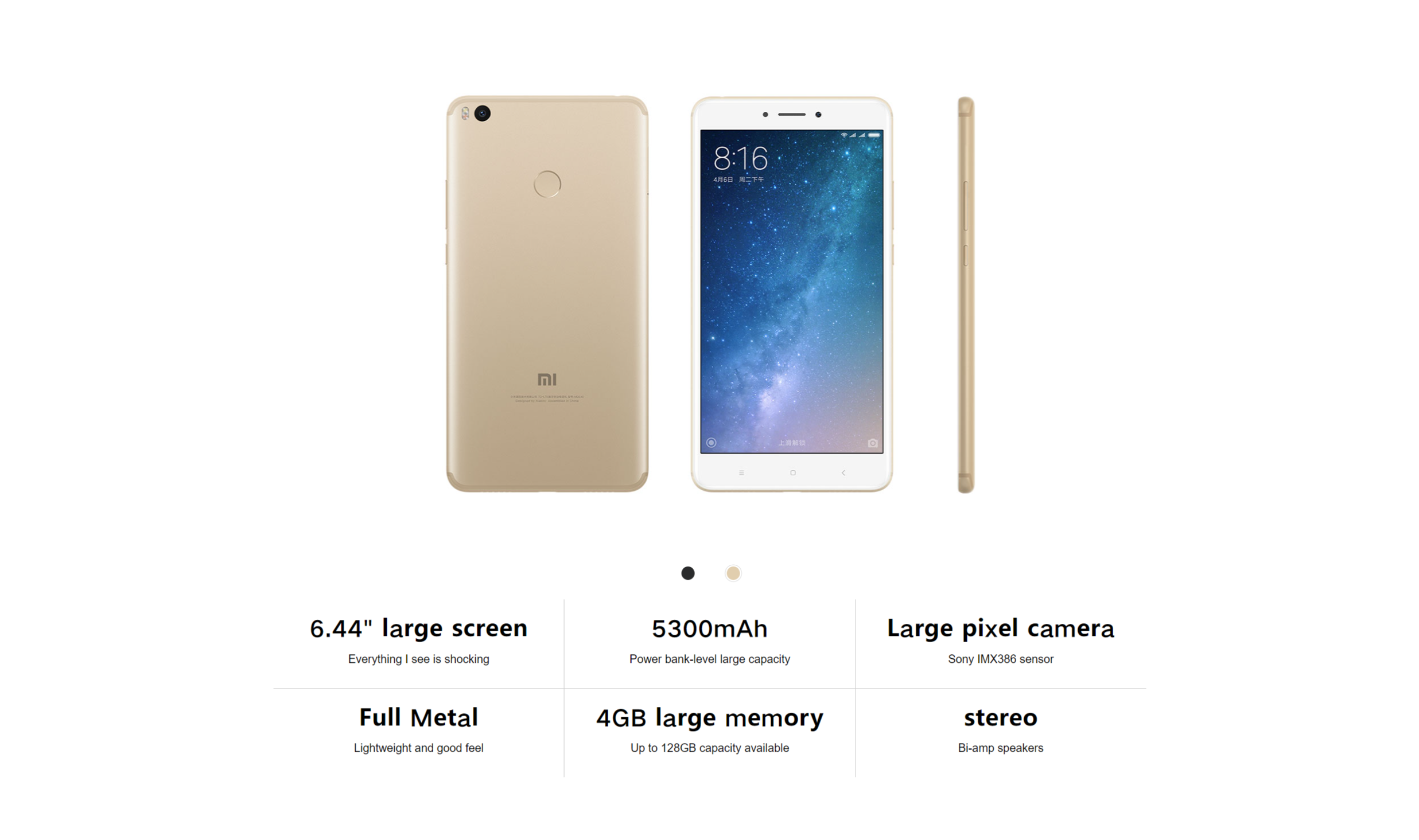 Refurbished Phone Xiaomi Max 2 6.44 inch 5300mAh 64GB+4GB 12MP+5MP Global Dual SIM Smartphone