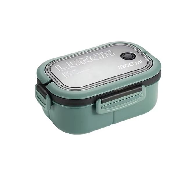 Large Capacity 1200ml Insulated Microwavable Plastic School Lunch Bento Box for Kids green and blue                                                                                                    .