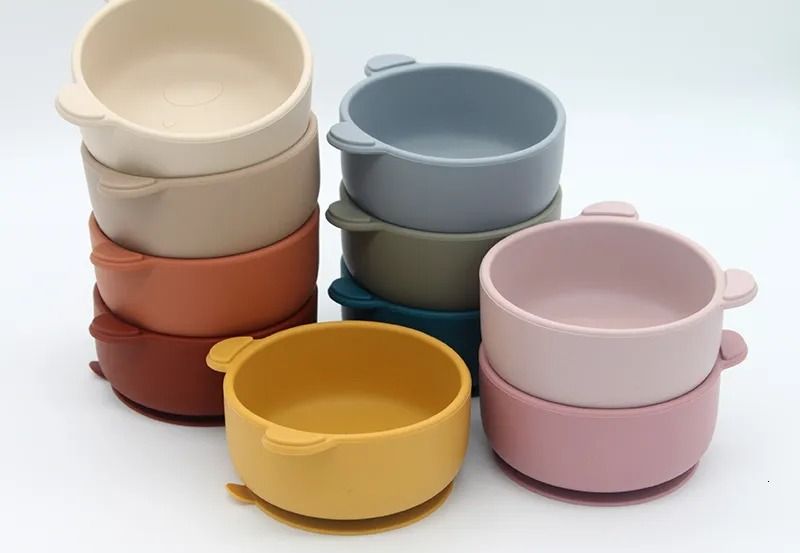 Baby Cat Non-slip Suction Kids Dining Silicone Baby Bowl Plate Cup Bib Spoon Children Weaning Baby Feeding Set kids silicone feeding set