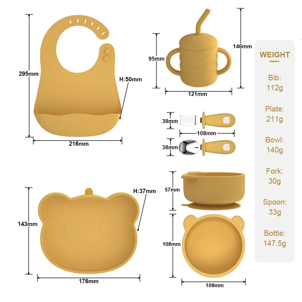 Baby Cat Non-slip Suction Kids Dining Silicone Baby Bowl Plate Cup Bib Spoon Children Weaning Baby Feeding Set kids silicone feeding set